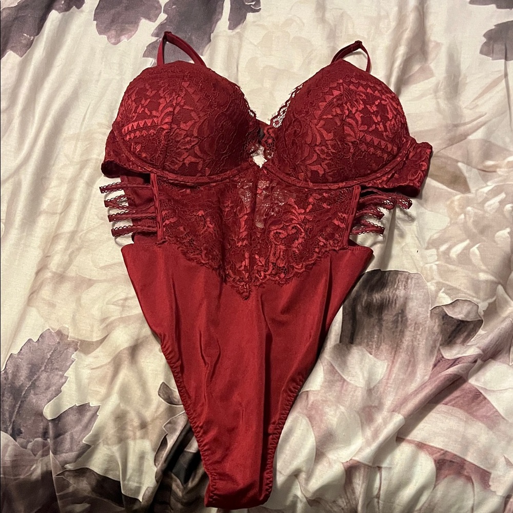 La SENZA Red Lace Bra Bodysuit